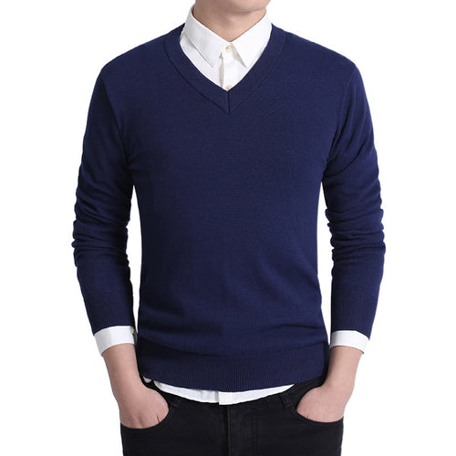 Herren modischer V-Ausschnitt Pullover aus weicher Baumwolle Echoarchiv