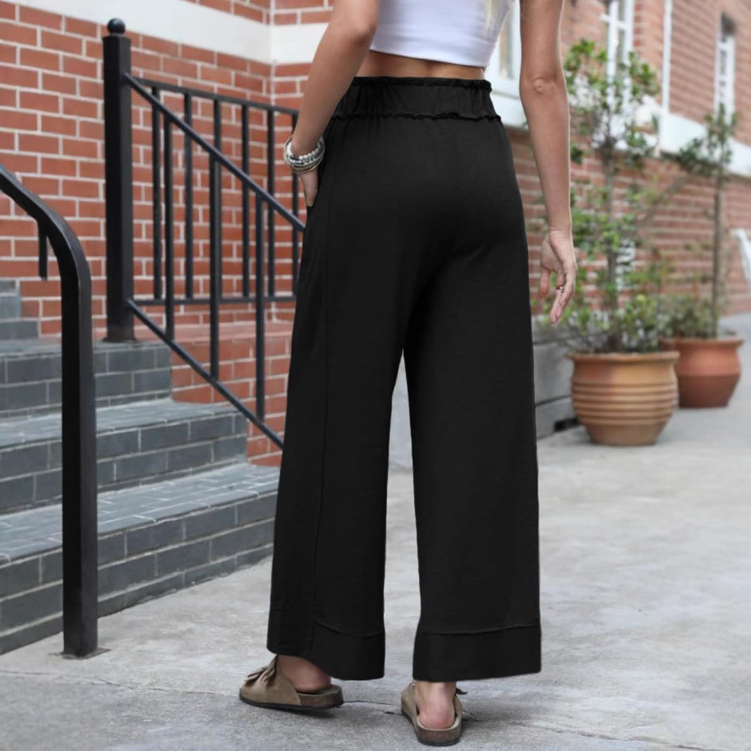 Damen Modische Palazzo-Hose mit elastischem Bund und praktischen Taschen Echo Archiv