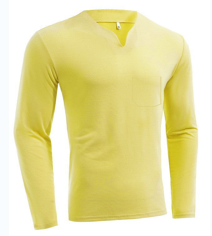 Herren nan Langarmshirt mit V-Ausschnitt Slim Fit Baumwollmix und elastischem Komfortbund Echo Archiv