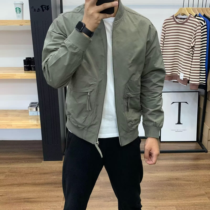 Herren Leichte Utility-Bomberjacke mit Reißverschluss, Multifunktions-Taschen und Rippbündchen Echoarchiv