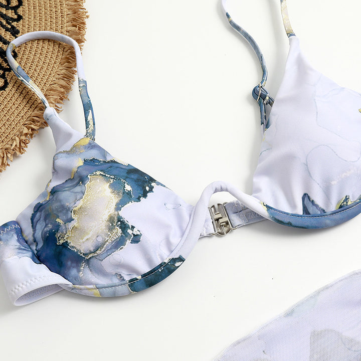 Damen Triangel-Bikini-Set mit elegantem Wickelrock und stützenden Trägern Echo Archiv