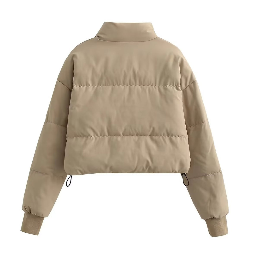Damen nan cropped Steppjacke mit hohem Kragen, elastischen Bündchen und verdecktem Kordelzug Echo Archiv