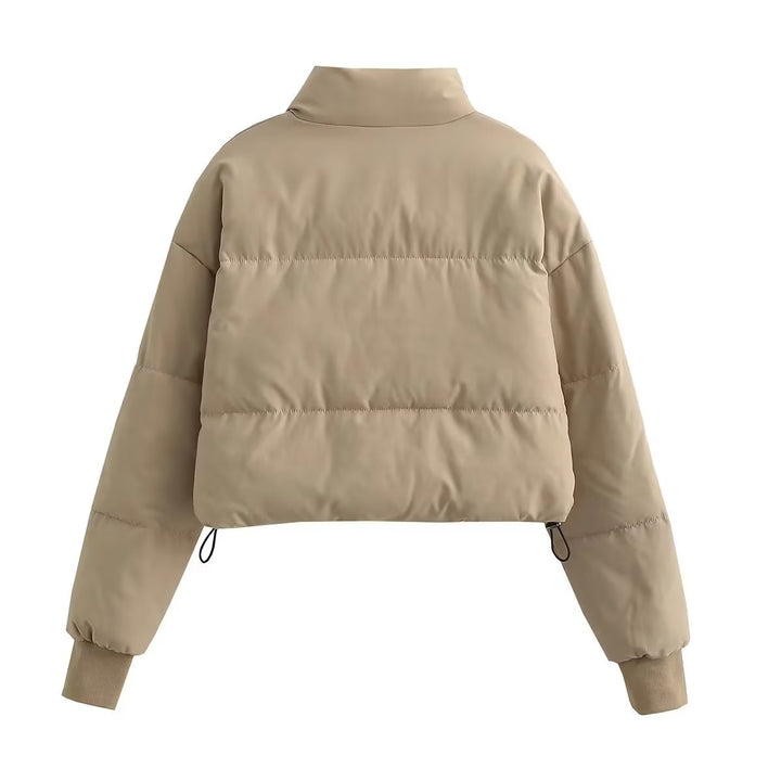 Damen nan cropped Steppjacke mit hohem Kragen, elastischen Bündchen und verdecktem Kordelzug Echo Archiv