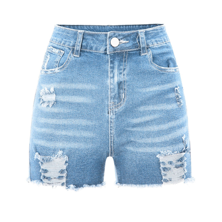 Damen Hochgeschnittene Destroyed Denim-Shorts mit aufwendigen Fransen Echo Archiv