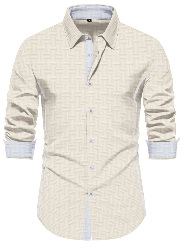 Herren elegantes Langarmhemd mit modernem Strukturdesign Echoarchiv