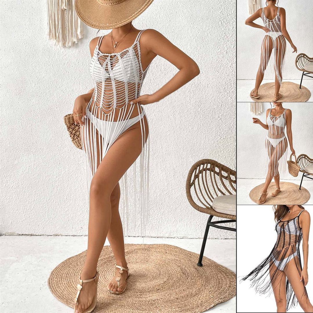 Damen Häkel-Strandüberwurf mit modischem Fransen-Design Echo Archiv