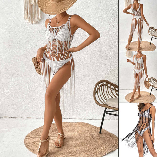 Damen Häkel-Strandüberwurf mit modischem Fransen-Design Echo Archiv
