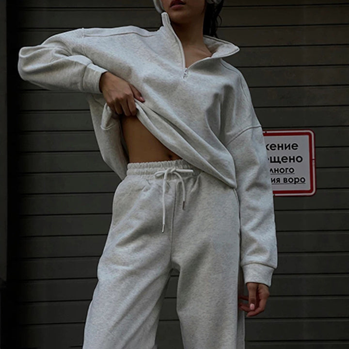 Damen nan lässige Sweatpants mit hohem Komfortbund, innen angerautem Fleece, Kordelzug und tiefen Seitentaschen Echo Archiv
