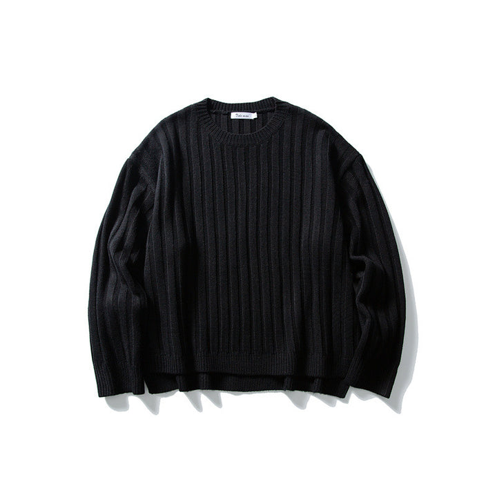 Unisex Grobstrick-Pullover mit breitem Rippmuster und weitem Schnitt Echoarchiv