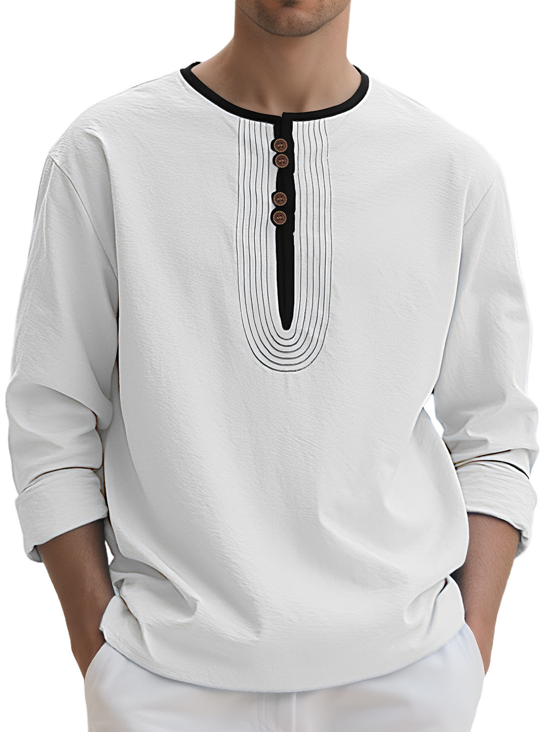 Herren Langarmshirt mit stylischem Knopfdesign Echoarchiv