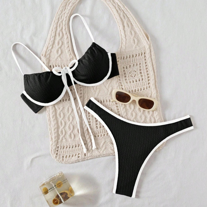 Damen Bikiniset mit feinem Wellenmuster und verstellbaren Trägern Echo Archiv