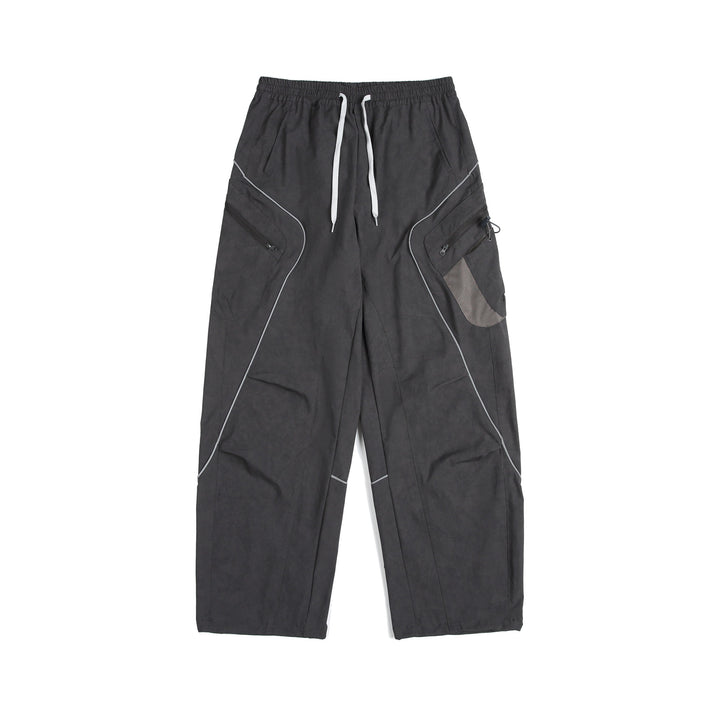 Unisex Cargo-Culotte-Hose mit elastischem Bund, Reißverschlusstaschen und Mesh‑Einsätzen Echoarchiv
