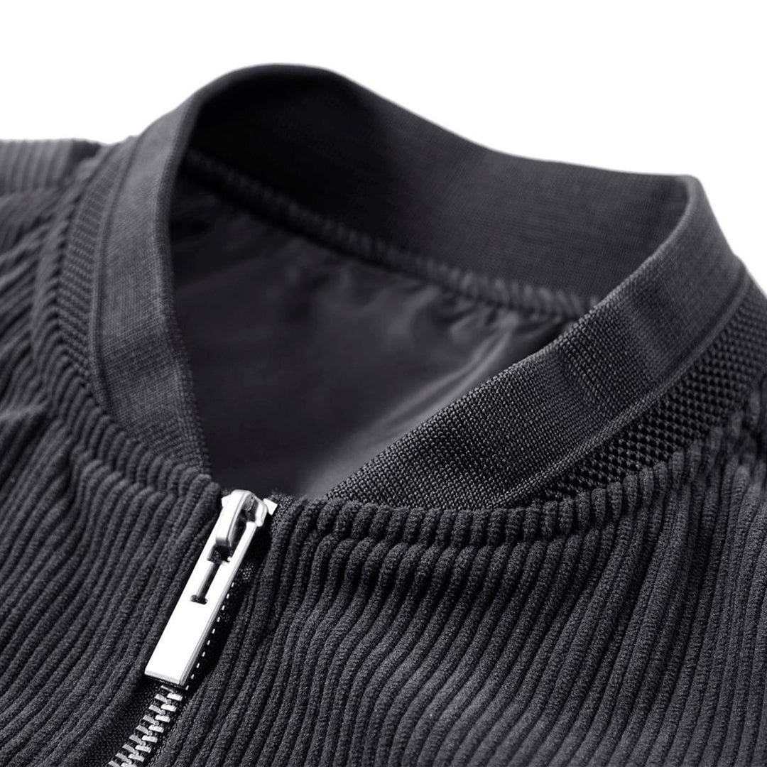 Herren Cord-Blouson im Bomberstil mit Rippenstruktur und Badge-Detail – Brevano