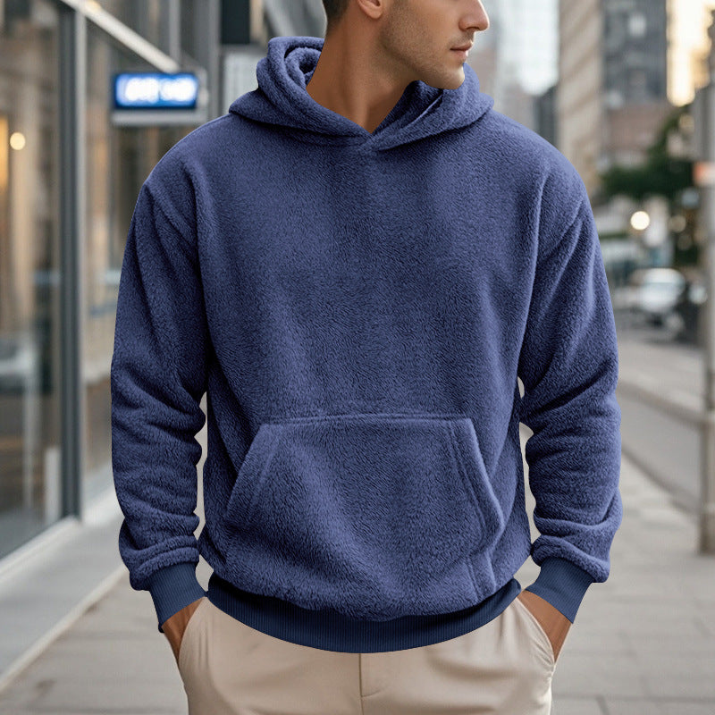 Herren nan kuscheliger Oversize-Fleece-Hoodie mit Kängurutasche und geripptem Saum Echo Archiv