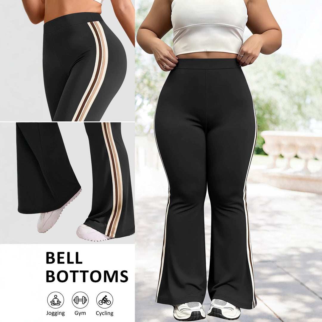 Damen High-Waist Schlaghose mit seitlichem Streifen und Scrunch-Po – Avélisse