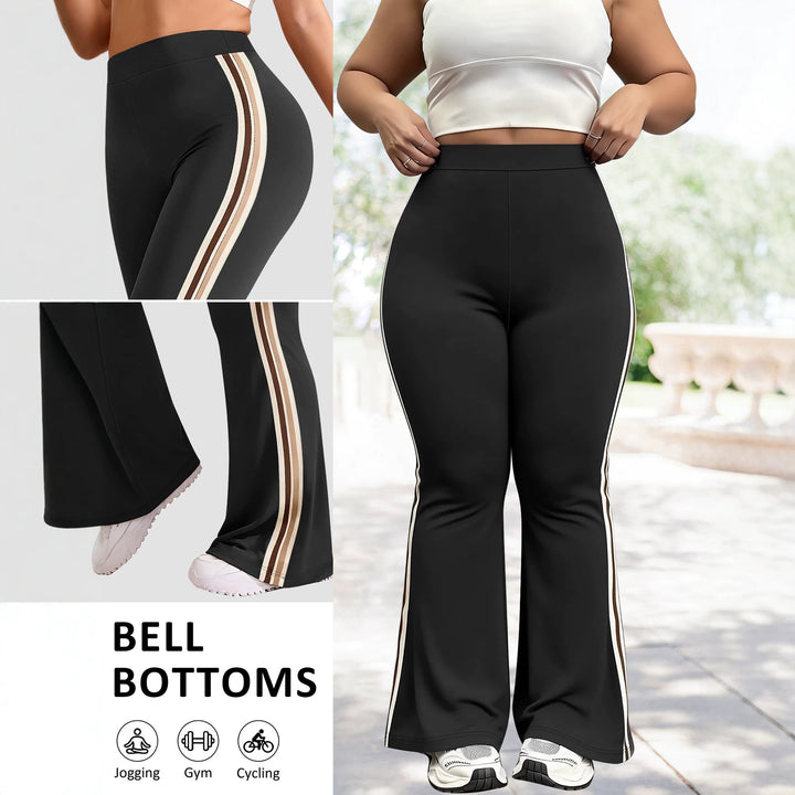 Damen High-Waist Schlaghose mit seitlichem Streifen und Scrunch-Po – Avélisse