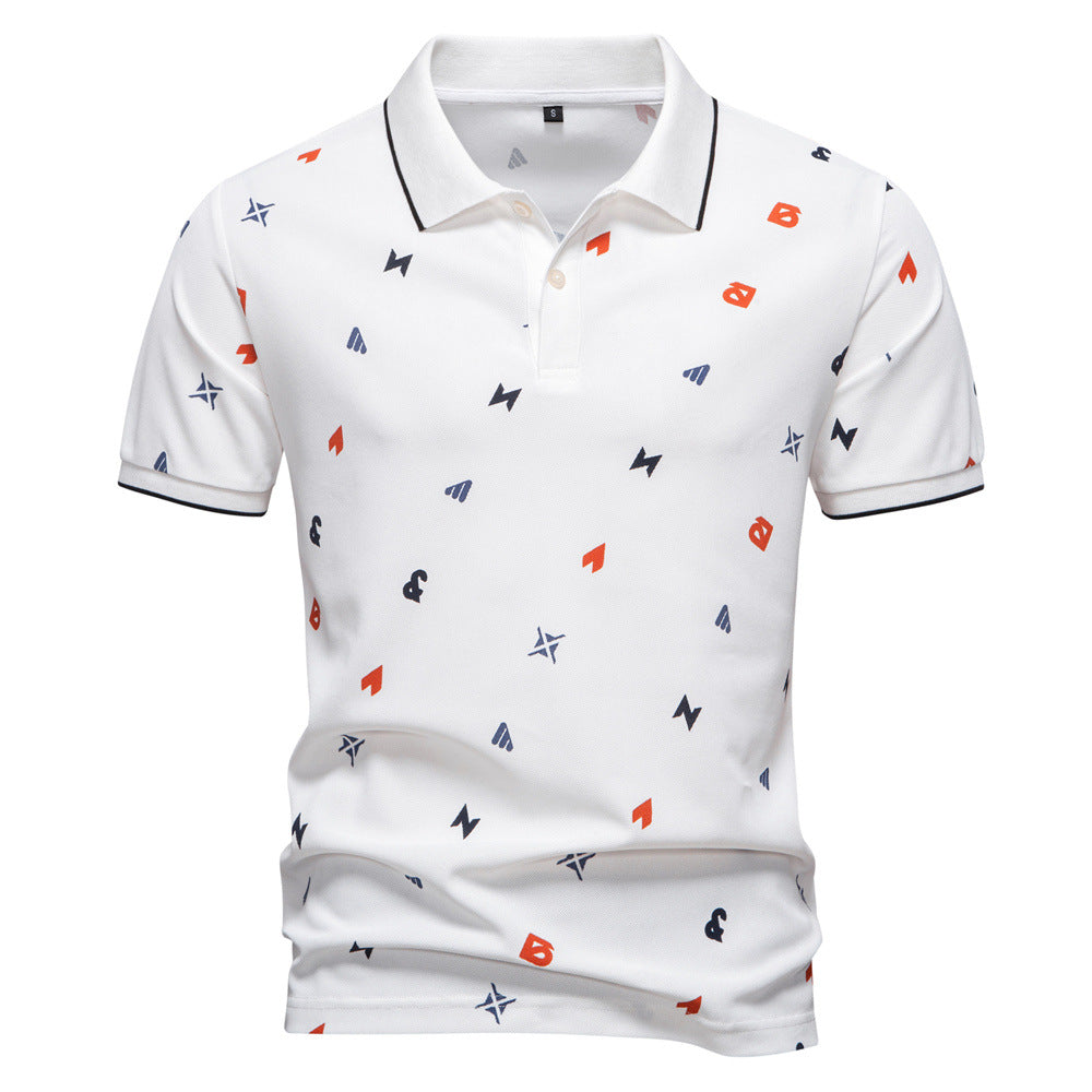 Herren Kurzarm Poloshirt mit hochwertigem Allover-Muster Echoarchiv