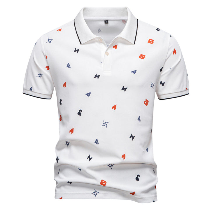Herren Kurzarm Poloshirt mit hochwertigem Allover-Muster Echoarchiv
