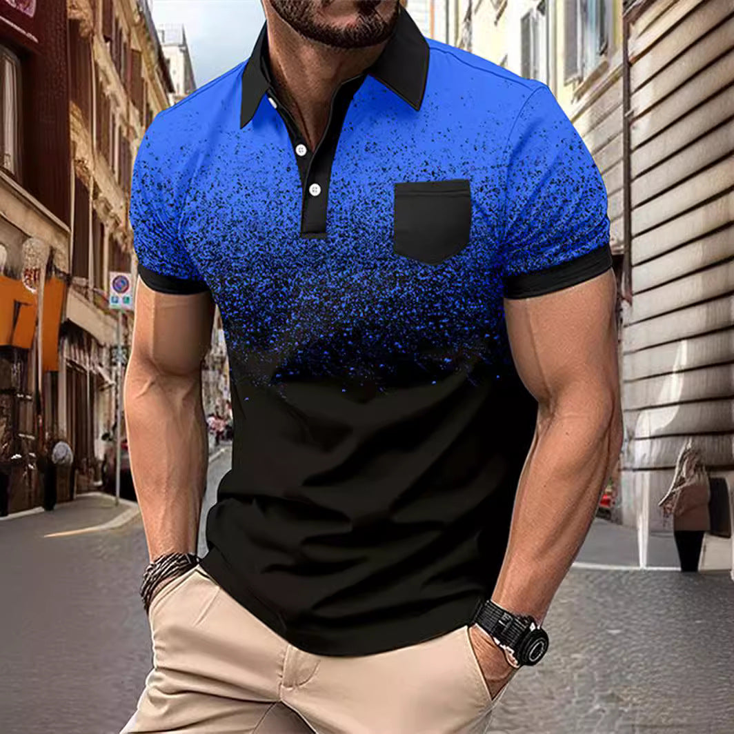Herren Poloshirt mit dynamischem Farbverlauf und moderner Brusttasche Echoarchiv