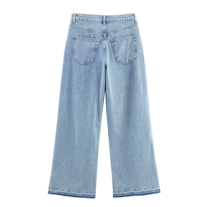 Damen weite Jeans mit floralen Spitzenapplikationen Echo Archiv