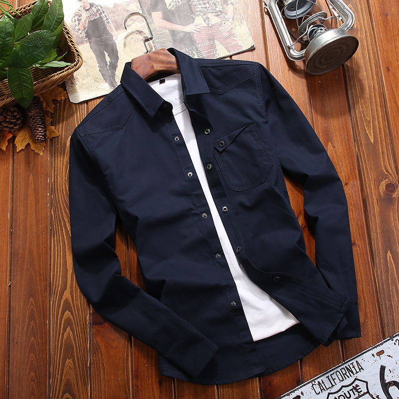 Herren Canvas-Overshirt im Worker‑Look mit Brustpattentasche und Western‑Nahtführung Echoarchiv