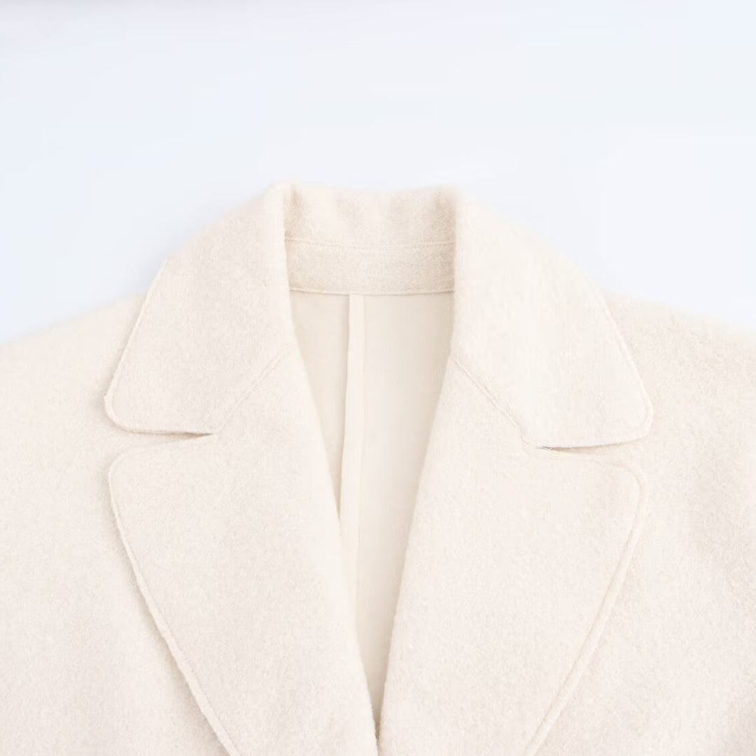 Damen Oversize Einreihiger Walkmantel mit breitem Revers und aufgesetzten Taschen Echo Archiv