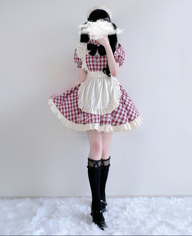 Damen Nostalgisches Dienstmädchenkleid mit Rüschendetails Echo Archiv