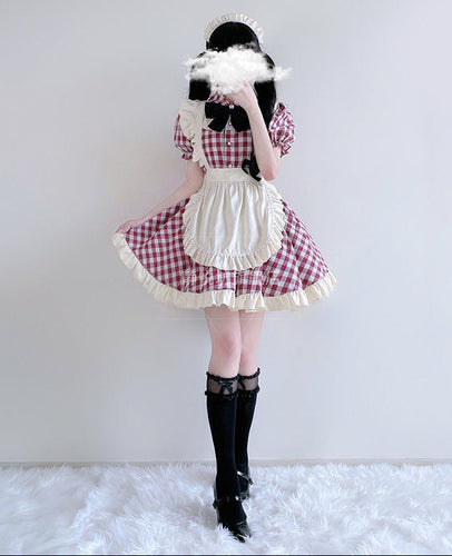 Damen Nostalgisches Dienstmädchenkleid mit Rüschendetails Echo Archiv
