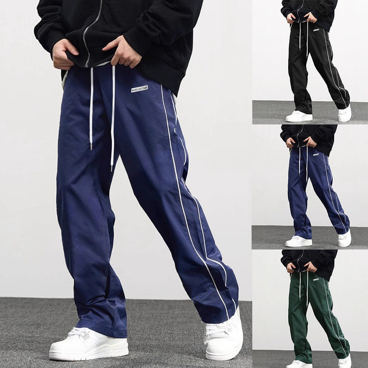 Herren Hochwertige Freizeithose mit verstellbarem Bund und seitlichen Streifen Echoarchiv