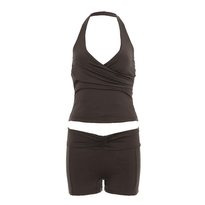 Damen Sportliches Bikini-Set mit hochgeschlossenem Top und modischen Shorts Echo Archiv