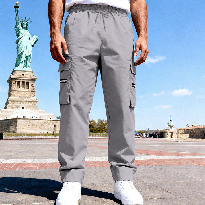Herren Cargo-Freizeithose mit elastischem Bund, Tunnelzug & Zip-Taschen – Bravaro