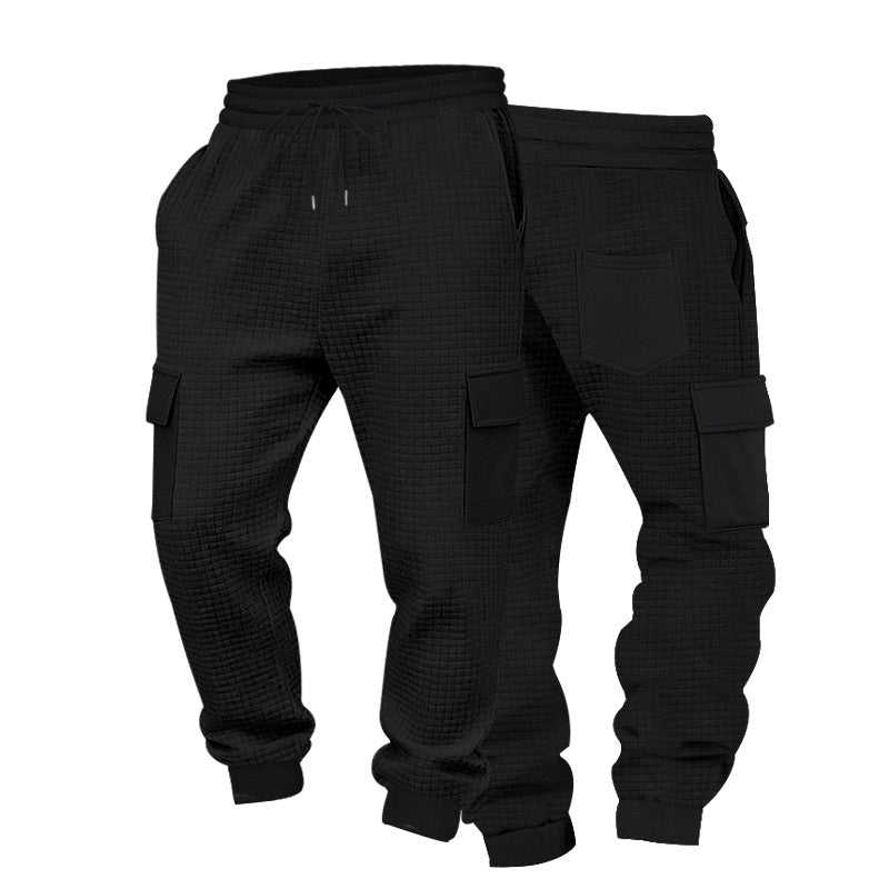 Herren Cargo-Jogginghose mit Waffelstruktur, elastischem Bund und Klappentaschen – Bravaro