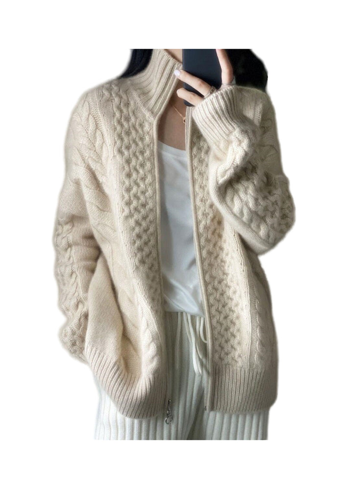 Damen Oversize Zopfmuster-Mockneckpullover aus kuscheligem Mohair‑Look Echoarchiv