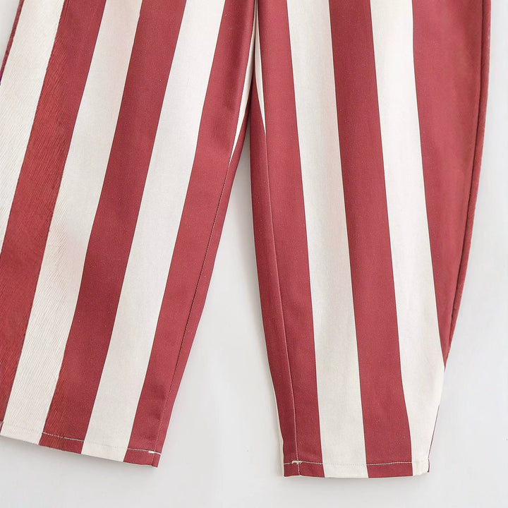 Damen Weite High-Waist Stoffhose mit breiten Längsstreifen und klassischer Taschenaufteilung Echo Archiv