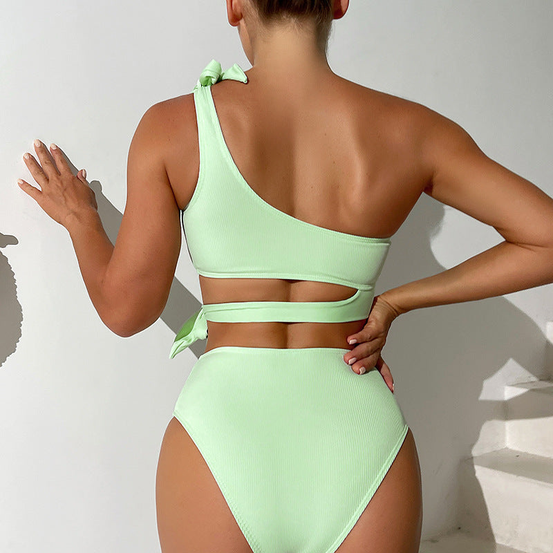 Damen Cut-Out Bikini-Set mit asymmetrischem Oberteil und modischen Bindebändern Echo Archiv