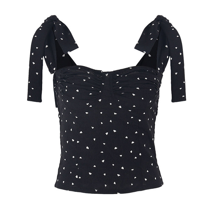 Damen Crop Top mit verspielten Schleifenärmeln und Raffung Echo Archiv