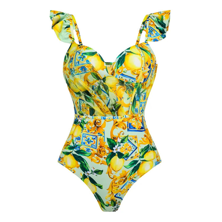 Damen Schwimmanzug mit floralem Design und V-Ausschnitt Echo Archiv