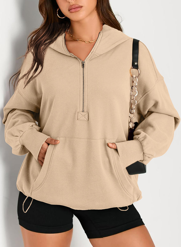 Damen Oversize-Halbzip-Hoodie mit Tunnelzug und Kängurutasche Echo Archiv