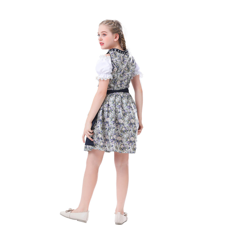 Damen nan traditionelles Dirndlkleid für Mädchen mit Schnürkorsett Puffärmeln und Spitzenschürze Echo Archiv