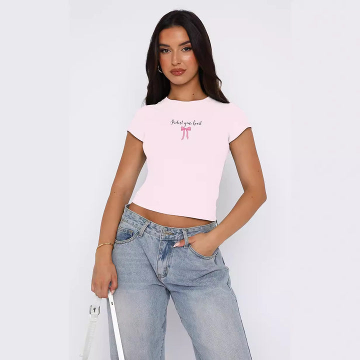 Damen bequemes Crop-Top mit modischem Druck Echo Archiv
