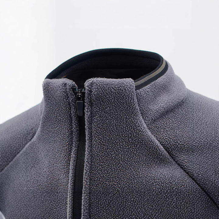 Herren Fleece-Halbzip-Pullover mit hohem Stehkragen und Raglanärmeln Echoarchiv
