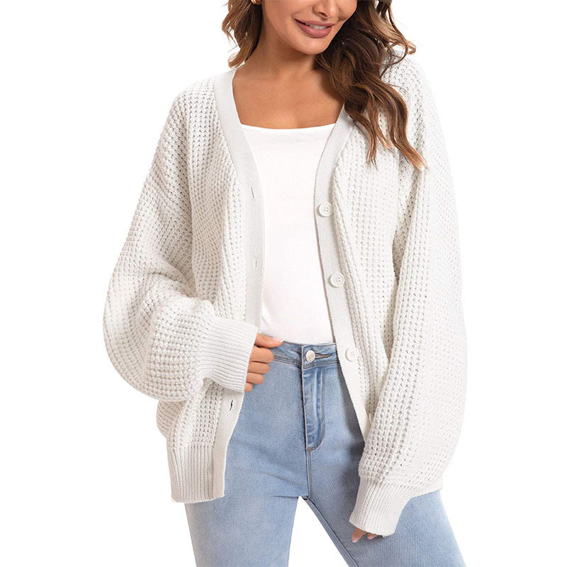 Damen nan Oversize Strickcardigan mit Ballonärmeln und großzügiger Knopfleiste Echo Archiv