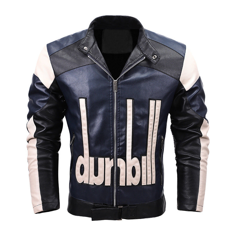 Herren Bikerjacke aus Kunstleder mit markanter Logo‑Applikation und tailliertem Schnitt – Valtoré
