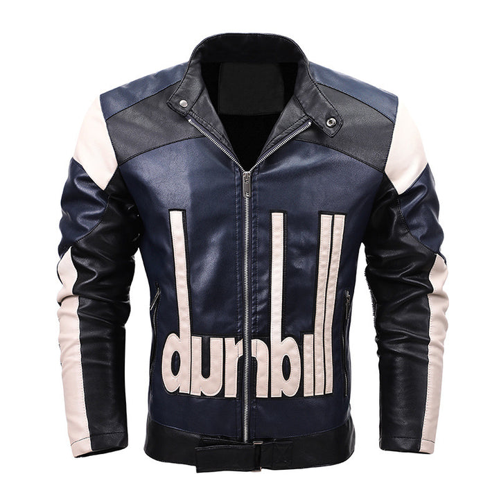 Herren Bikerjacke aus Kunstleder mit markanter Logo‑Applikation und tailliertem Schnitt – Valtoré