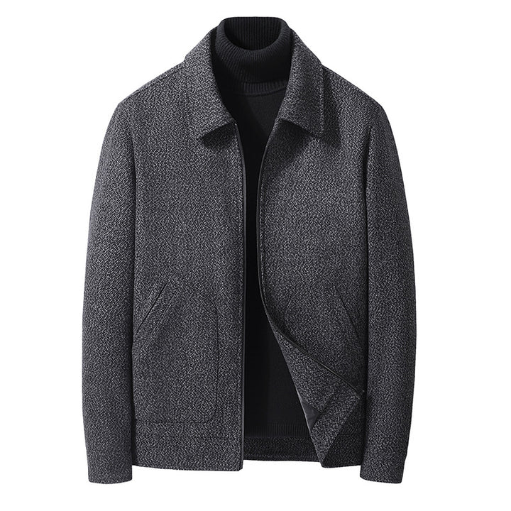Herren Elegante strukturierte Übergangsjacke mit Hemdkragen und weich gefüttertem Innenfutter – Taviero