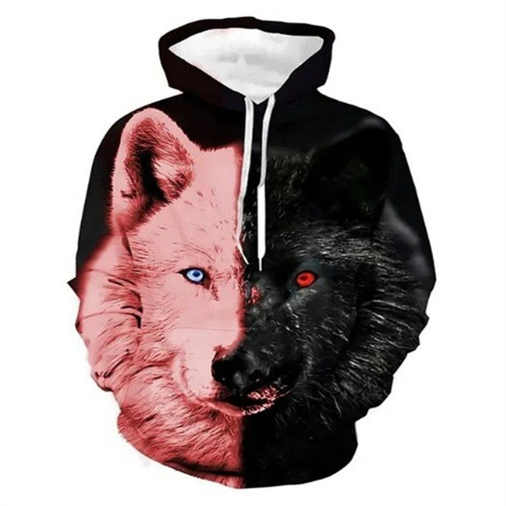 Damen Kreativer Kapuzenpullover mit einzigartigem Wolfsmotiv Echoarchiv