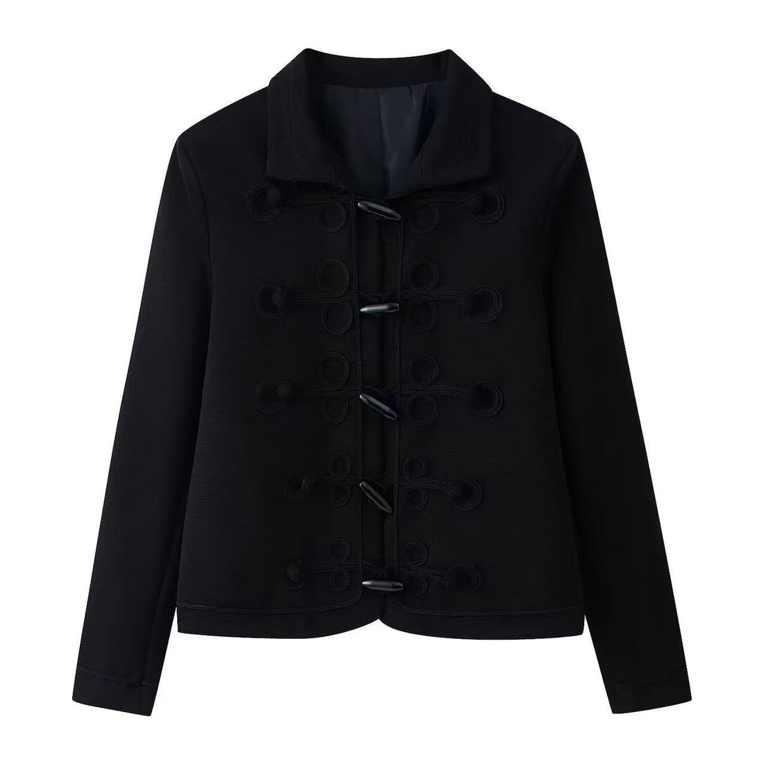 Damen Kurze militärisch inspirierte Jacke mit Knoten- und Kordelverschlüssen Echoarchiv