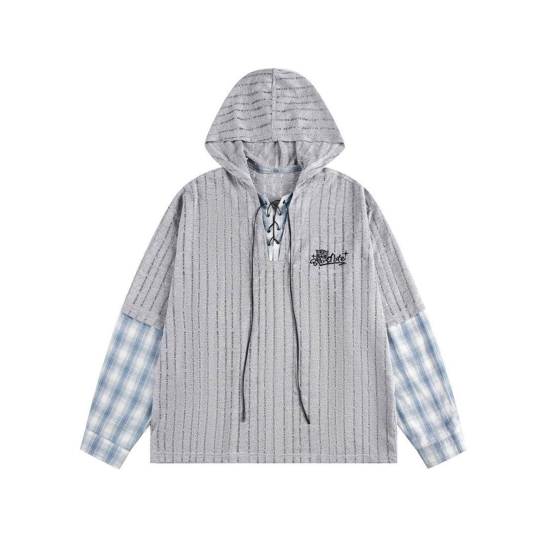 Unisex Lässiger Kapuzenpullover im Layering-Look mit Schnür‑V‑Ausschnitt Echoarchiv