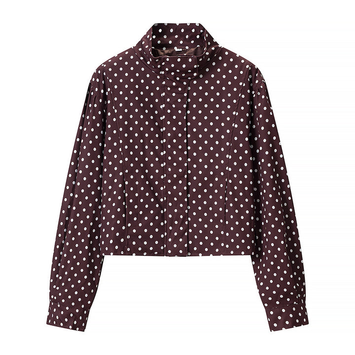 Damen Gepunktete Kurzjacke mit Stehkragen und verdeckter Druckknopfleiste Echo Archiv