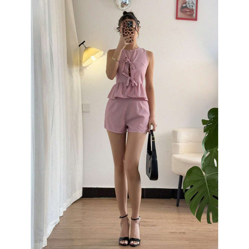 Damen Sommerliches Zweiteiliges Set mit Rüschendetails und verziertem Oberteil Echo Archiv